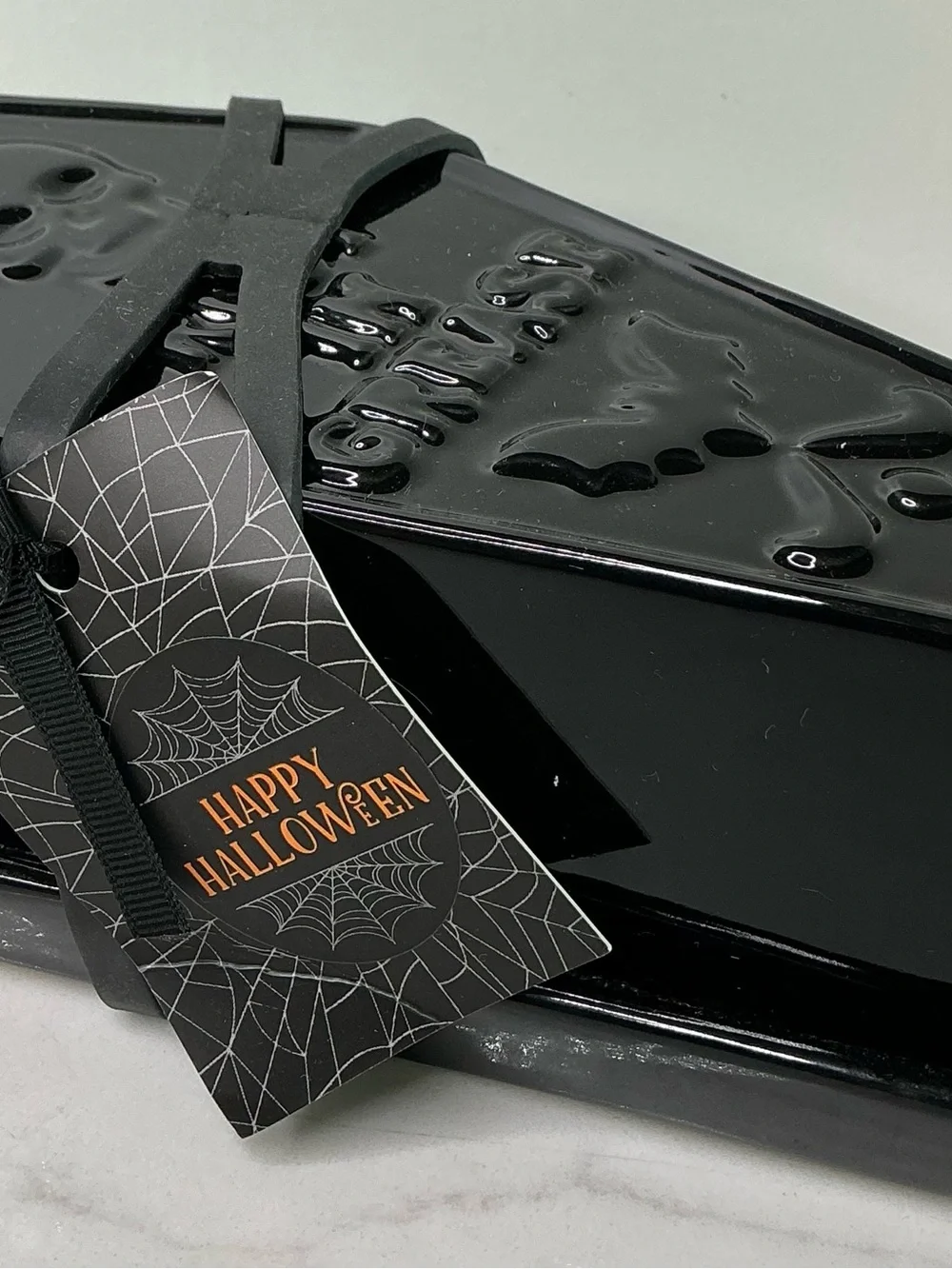 Black Coffin Butter Dish HERE LIES BUTTER - Cobwebs & Caldrons - Halloween New